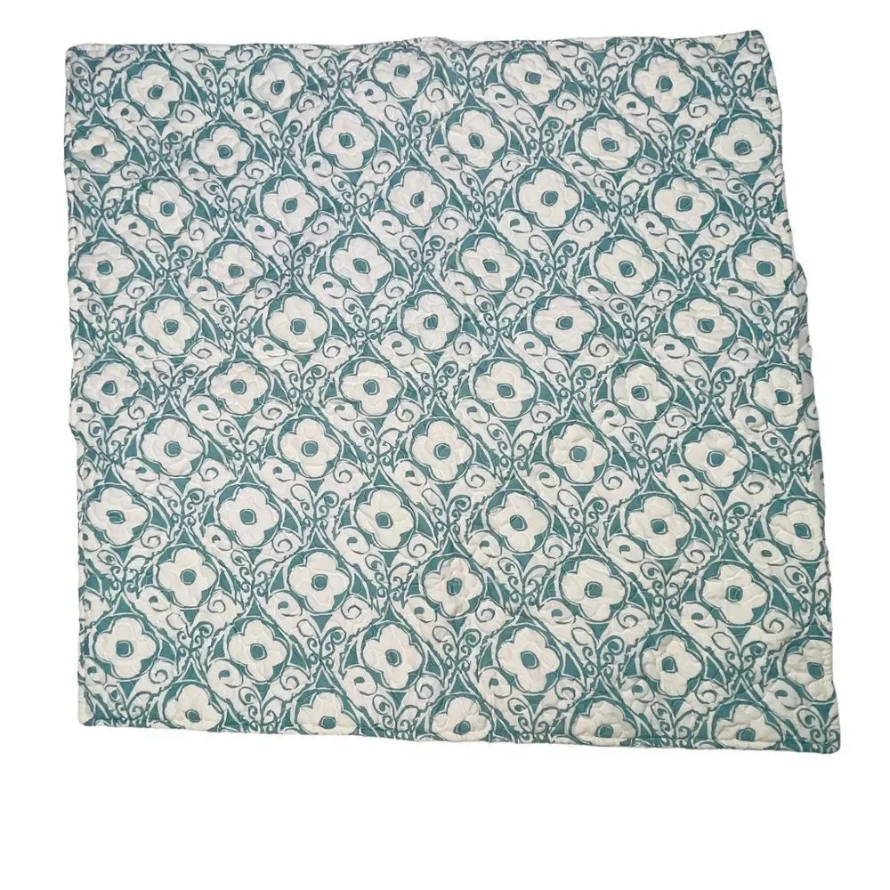 10/$25🦋 Set of 2 Levtex LLC Aqua & White Floral Euro Shams